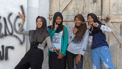 Young happy Indonesian women