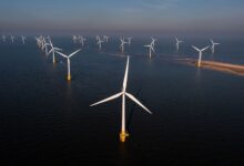 wind turbines off the coast of Great Yarmouth, England