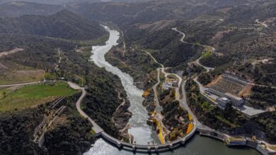 The Bemposta dam and hydropower station in Bemposta, Miranda do Douro, Portugal