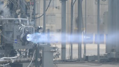 Engineers at NASA’s Marshall Space Flight Center in Huntsville, Alabama, conduct a successful, 251-second hot fire test of a full-scale Rotating Detonation Rocket Engine combustor in fall 2023