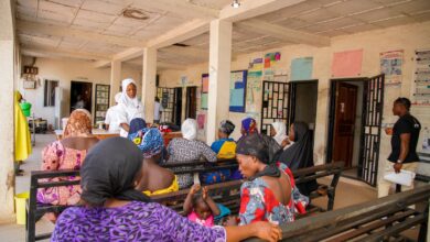 Nigerian women waiting for cervical cancer screening.