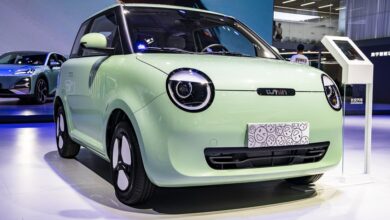 Chang’an Lumin mini EV on display at the 2023 Shanghai Auto Show.
