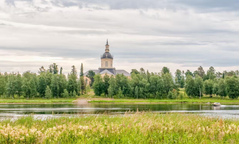 Torne River, which forms the border between Sweden and Finland