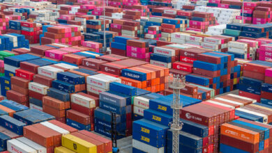 Drone Aerial View of a Container Port, Shenzhen, China