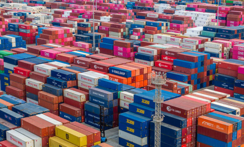 Drone Aerial View of a Container Port, Shenzhen, China