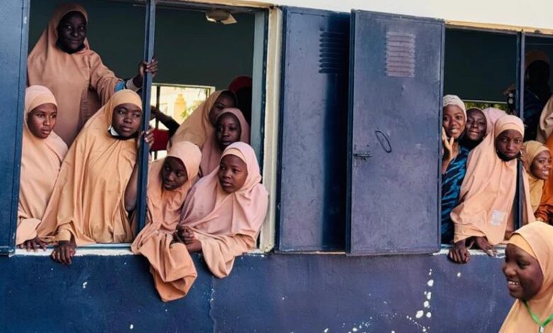 Students in one of the newly renovated classroom blocks at Hassu Iro Inko Girls college, Katsina.