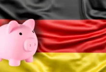 Piggy bank on German flag