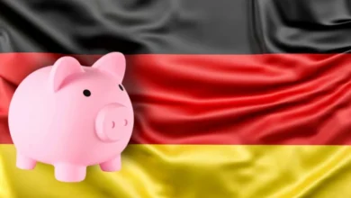 Piggy bank on German flag