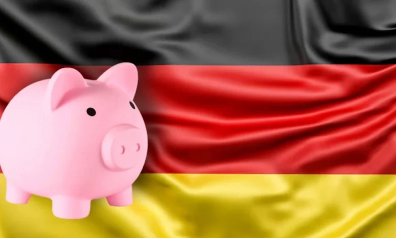 Piggy bank on German flag