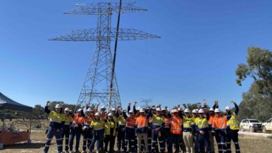 Steel tower of project EnergyConnect in Australia