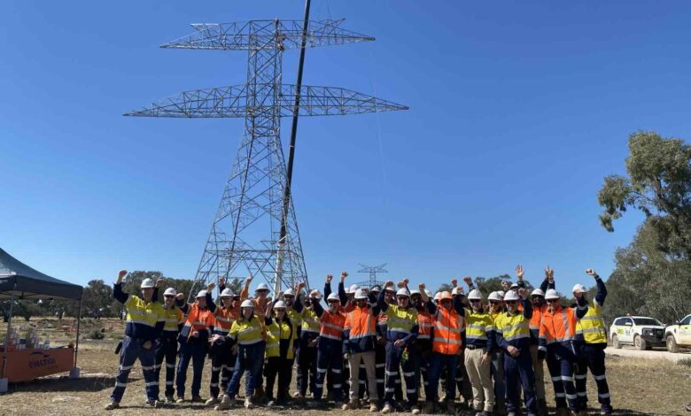 Steel tower of project EnergyConnect in Australia