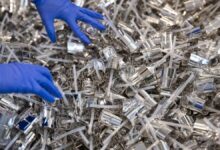 Make up bottles' covers at the production center in L'Oreal factory in Ormes