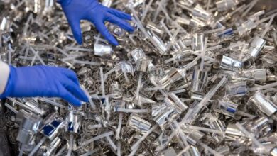 Make up bottles' covers at the production center in L'Oreal factory in Ormes