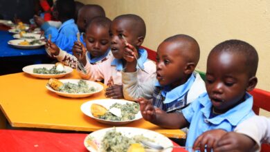 Children eat nutritious food at ECDC in Nyamasheke District through “GIKURIRO KURI BOSE” program, Rwanda