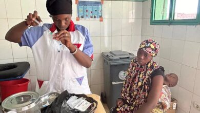 Midwife delivering post natal care visit