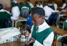 School Children Provided with Meals in Rural Village in South Africa
