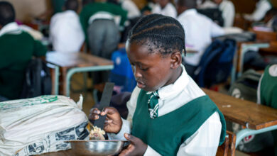 School Children Provided with Meals in Rural Village in South Africa