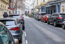 Street in Vienna with parking spots