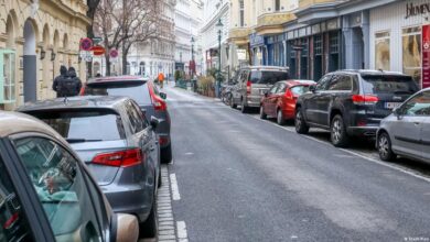 Street in Vienna with parking spots