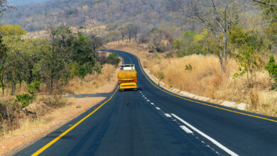 road in the rural area of Zambia, Africa