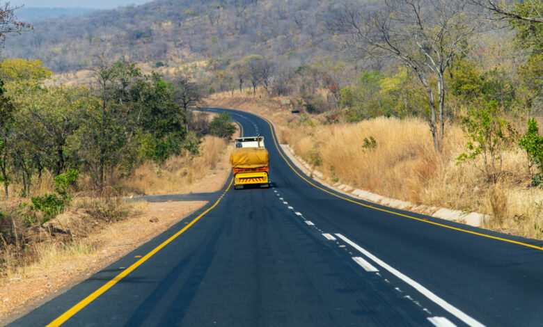 road in the rural area of Zambia, Africa