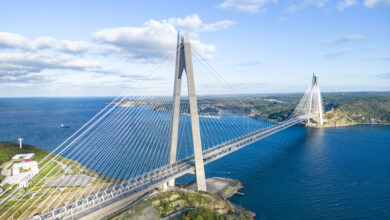 The Yavuz Sultan Selim Bridge at Istanbul Bosphorus, Aerial Drone Footage
