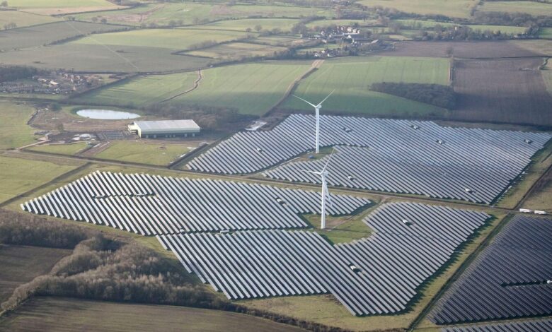 Solar and wind farm in the UK