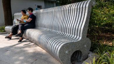 Bench Made From Recycled Milk Boxes In Shanghai