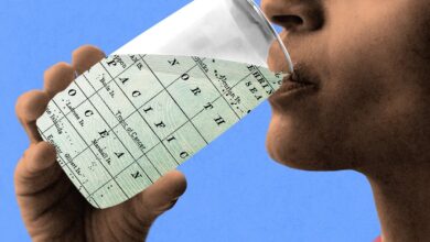 illustration of man drinking desalinated water