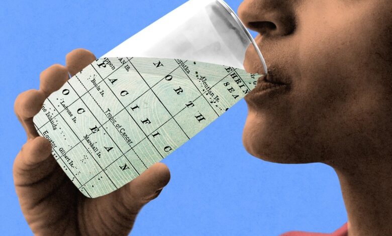 illustration of man drinking desalinated water