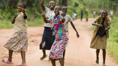 Group of local people, laughing, Masango, Cibitoke, Burundi, Africa