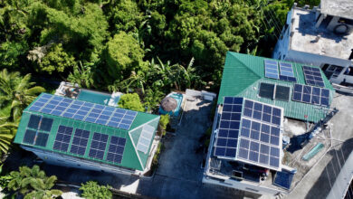 Solar panels on the roof of house.