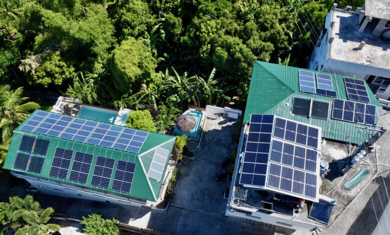 Solar panels on the roof of house.