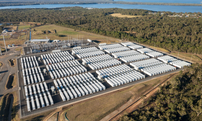 Aerial view of the Waratah Super Battery at Colongra, NSW, Australia