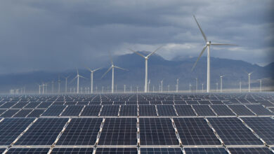 Wind and solar power plants in the Gobi Desert