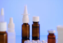 Nasal spray bottle and pills