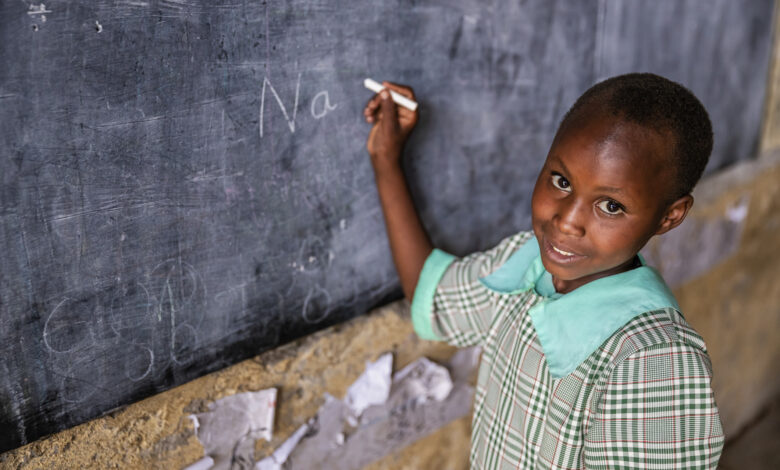 Schoolgirl in a school near Masai Mara Game Reserve in Kenya