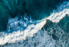 Aerial drone view of waves
