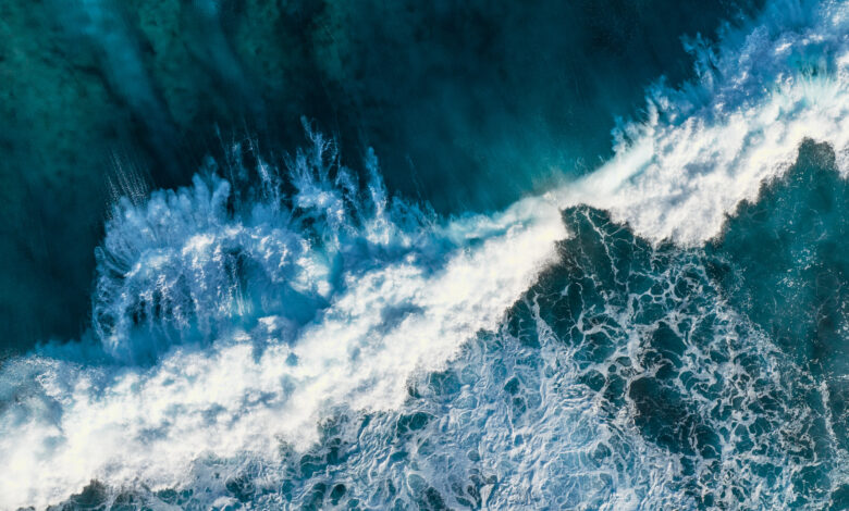 Aerial drone view of waves