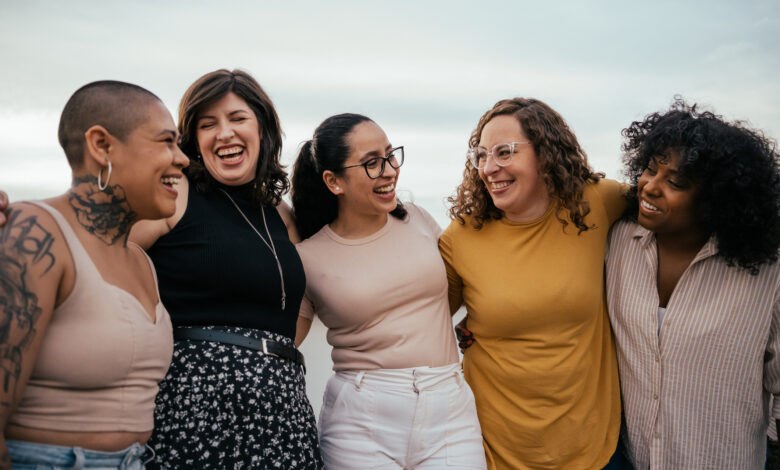 Female friends socializing with each other
