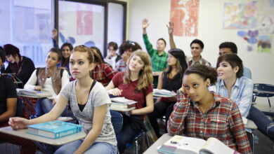 Classroom of teenage students during class.
