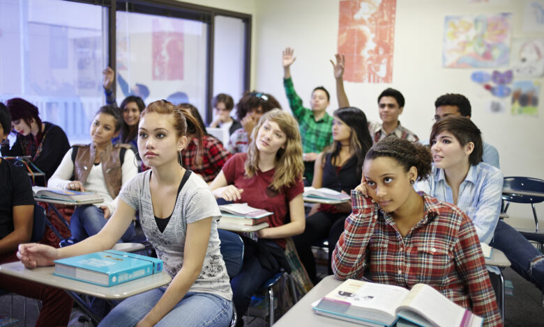 Classroom of teenage students during class.